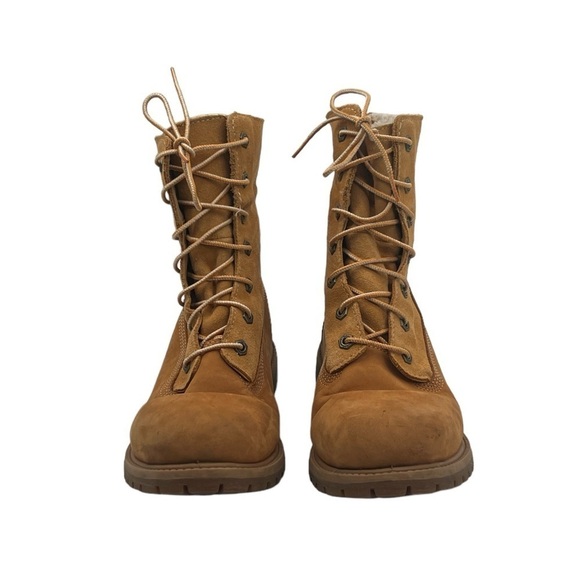 Timberland Teddy Fleece Fold Down Wheat Nubuck Leather Boots Size 9.5 Women's - Picture 3 of 14